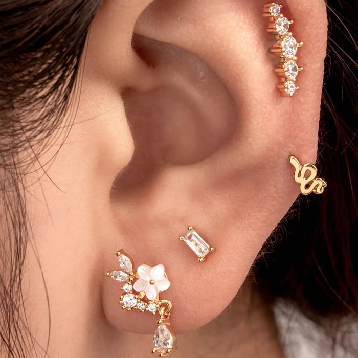 1 Stück Simple Series Simple Flower Kupfer Kein Beschichtungsmaterial Zirkon Damen Ohrstecker h5Bild2